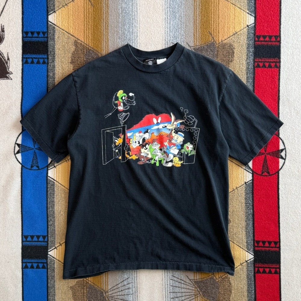 Vintage 1995 Warner Bros Looney Tunes Movie Set Character T-Shirt Black Medium